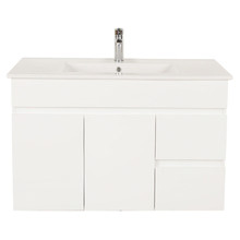 Bianca 900mm Gloss White Wall Hung Vanity with Ceramic Countertop